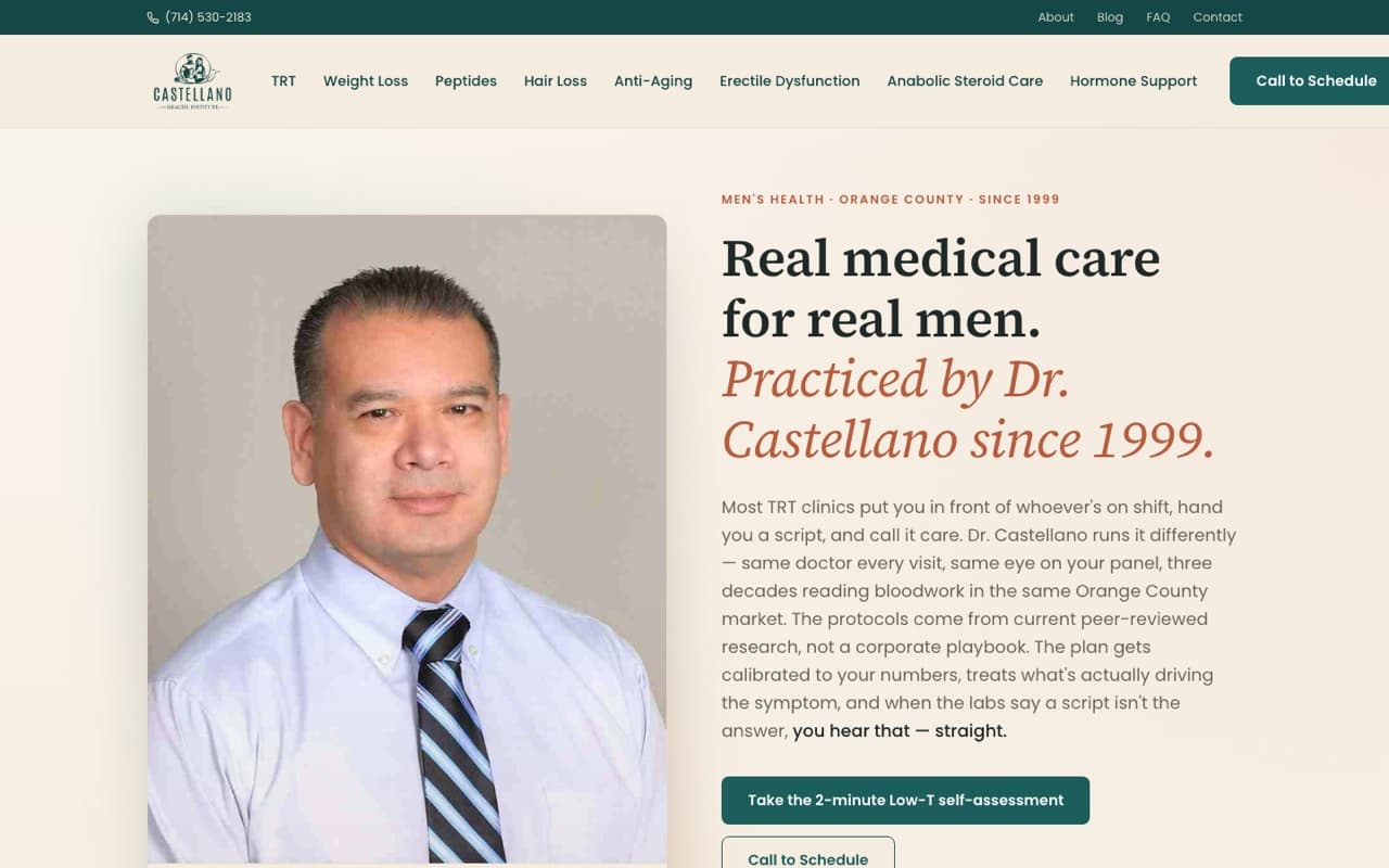 Castellano Health Institute homepage, rebuilt by Strykon, live at castellanomd.com